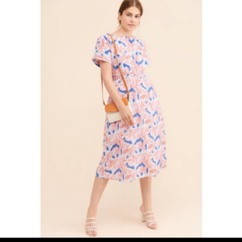 English Factory Floral Open Tie Back Midi Dress